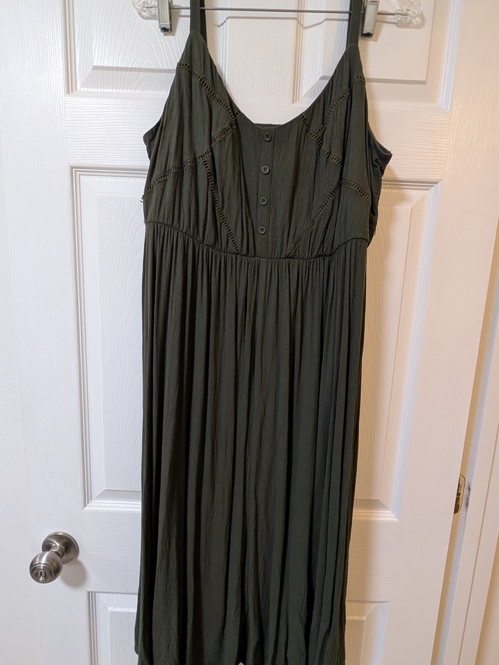 Torrid Size 2X (2) Olive Green Button Bodice Strappy Maxi Dress